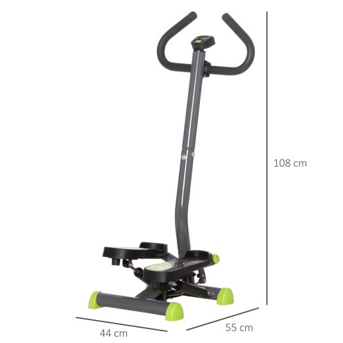 HOMCOM Twister Stepper, Step Machine, Aerobic Exercise Workout Machine w/ Adjustable Resistance, LCD Screen and Handlebars - Grey