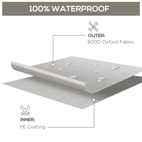 Outsunny Outdoor Garden Furniture Cover Waterproof, Anti-UV 600D Heavy Duty Oxford Fabric Patio Furniture Cover for Rectangular Sofa Table Set, Grey, 210 x 140 x 80 cm