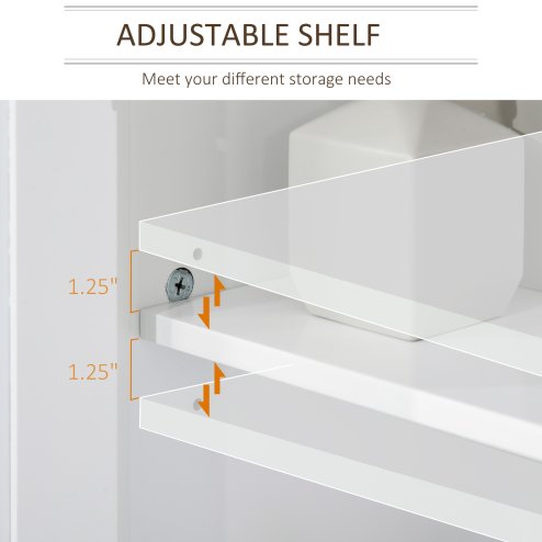 kleankin Under Sink Cabinet, Bathroom Sink Cabinet with 2 Doors, Pedestal Under Sink Design, Freestanding Bathroom Cupboard with Adjustable Shelf