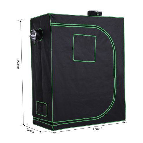 Outsunny Grow Tent Reflective Mylar Hydroponic with Adjustable Vents and Floor Tray for Indoor Plant Growing, 120 x 60 x 150 cm (47