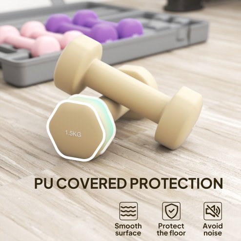 HOMCOM 6kg Dumbbell Set with Suitcase, Fitness Weights Dumbbells Set for Men and Women Home Gym, Workout, Pink, Purple, Brown