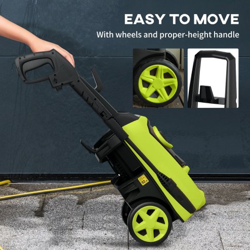 DURHAND 1800W High Pressure Washer, 150 Bar Pressure, 510 L/h Flow, High-Performance Portable Power Washer Jet Wash Cleaner with 6M Hose, Snow Foam Bottle for Garden, Car, Furniture, Green