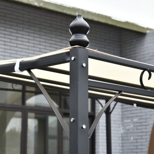 Outsunny 3 x 3 Meters Canopy Metal Wall Gazebo Awning Garden Marquee Shelter Door Porch, Cream White