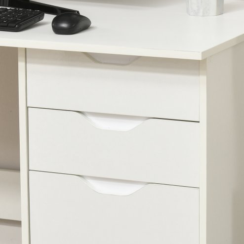 HOMCOM Computer Desk with Drawers, High Gloss Home Office Desk with Storage Cabinet, Study Workstation, 120 x 60cm