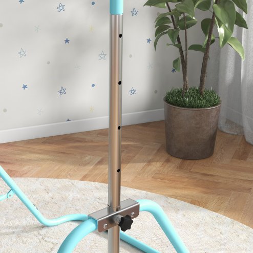 HOMCOM Kids Gymnastic Bar, Foldable Horizontal Bars w/ Adjustable Height, Training Bar w/ Triangle Base - Light Blue