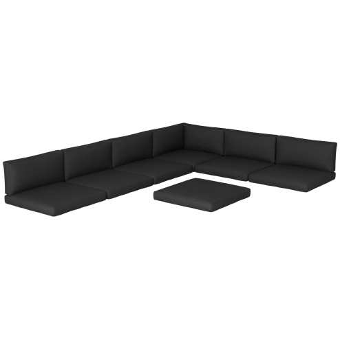 Outsunny Replacement Cushions for Rattan Furniture, 14 Piece Outdoor Seat Cushion Pad for Patio Conversation Set, 7 Seat Cushions and 7 Back Cushions, Black