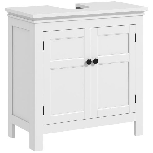HOMCOM Under Sink Bathroom Cabinet, Freestanding Bathroom Sink Cabinet with Adjustable Shelf for Wall-Mounted Sinks, 60 x 30 x 60cm, White