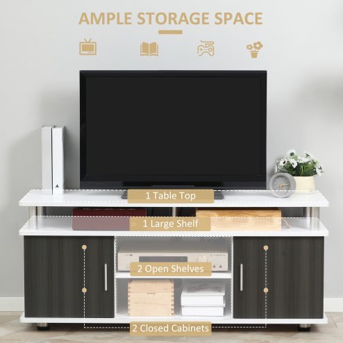 HOMCOM TV Cabinet Unit for TVs up to 50'' with Storage Shelf and Cupboards, Living Room Entertainment Center Media Console