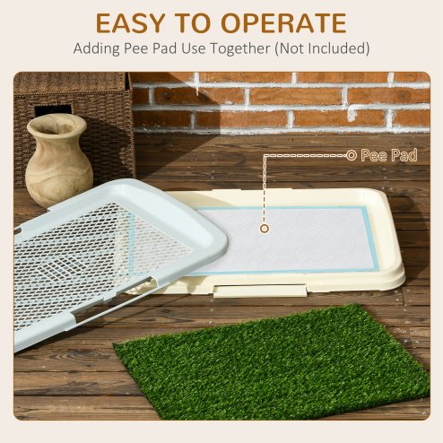PawHut Dog Toilet, Puppy Training Pad Indoor, Portable Puppy Pad with Artificial Grass, Grid Panel, Tray, 46.5 x 34cm