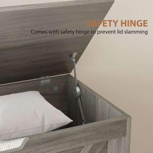HOMCOM 100L Storage Chest, Storage Trunk with 2 Safety Hinges and U-shaped Cut-out Pull, Organiser Box for Living Room, Entryway, 80 x 40 x 45 cm, Charcoal Grey