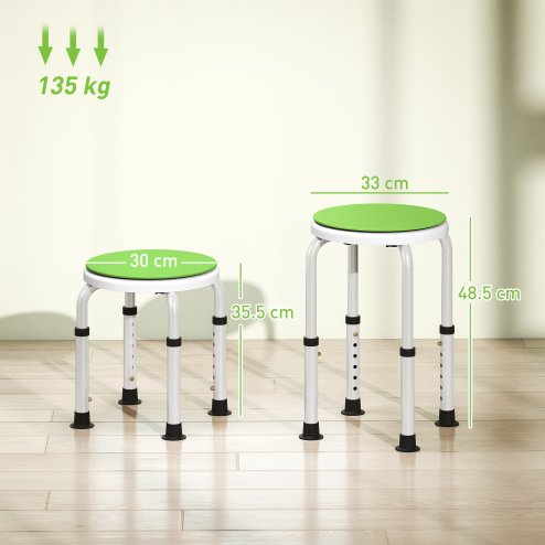HOMCOM 360 Swivel Seat Bath Shower Stool, Adjustable Height Shower Chair with Aluminium Frame Non-Slip Feet Chair Safe Support Home Assistance