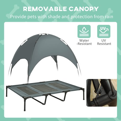 PawHut Raised Dog Bed Waterproof Elevated Pet Cot with Breathable Mesh UV Protection Canopy , for XL Dogs, 122 x 92 x 108cm