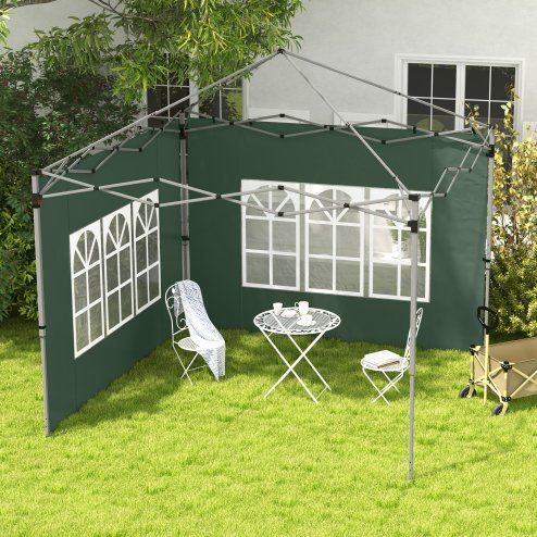 Outsunny Gazebo Side Panels with Window for 3x3(m) or 3x4m Pop Up Gazebo, 2 Pack Sides Replacement, Green
