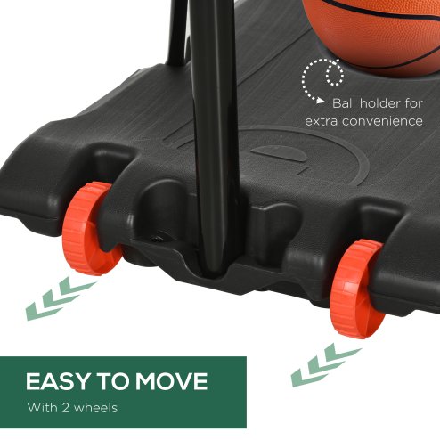 SPORTNOW Height Adjustable, Basketball Hoop and Stand with Firm Backboard and Weighted Base, Portable on Wheels, 1.8-2.1m, Yellow