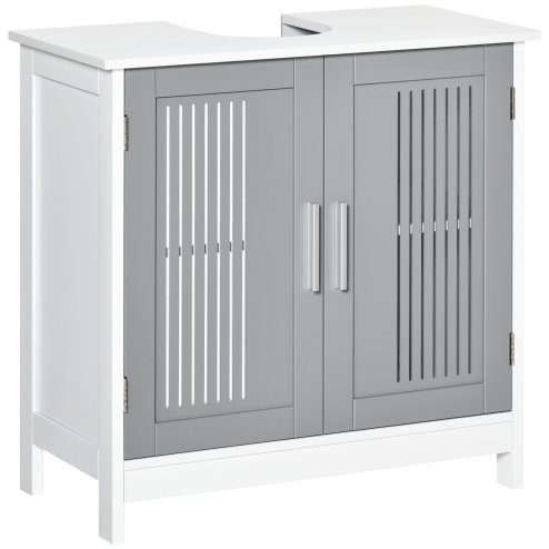 kleankin Modern Under Sink Cabinet with 2 Doors, Bathroom Vanity Unit, Pedestal Under Sink Design, Storage Cupboard with Adjustable Shelves