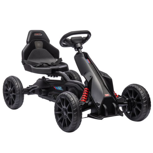 HOMCOM Children Pedal Go Kart, Kids Ride On Race with Adjustable Seat, Swing Axle, Shock Absorption EVA Tyres, Handbrake, for Ages 3-8 Years, Black