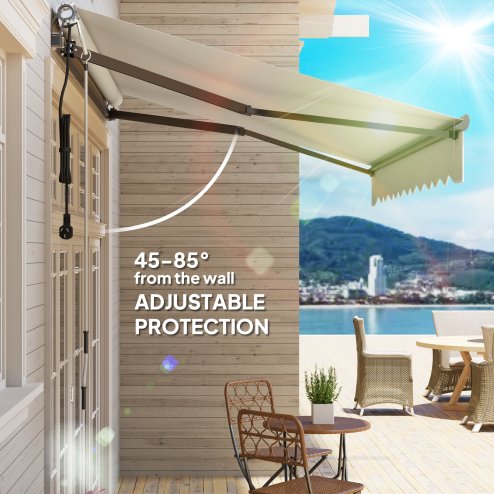 Outsunny 3 x 2.5m Electric Awning with Remote Controller, Aluminium Frame DIY Retractable Awning, UV30+ Sun Shade Canopy for Garden Patio Deck Door Window, Beige