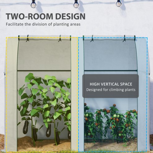 Outsunny Tomato Greenhouse, Garden Growhouse with 2 Roll-up Doors and 4 Mesh Windows, Portable Indoor Outdoor Green House, 185 x 94 x 150cm, White