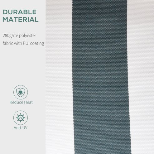 Outsunny 2.5m x 2m Garden Patio Manual Awning Canopy Sun Shade Shelter Retractable with Winding Handle Green and White