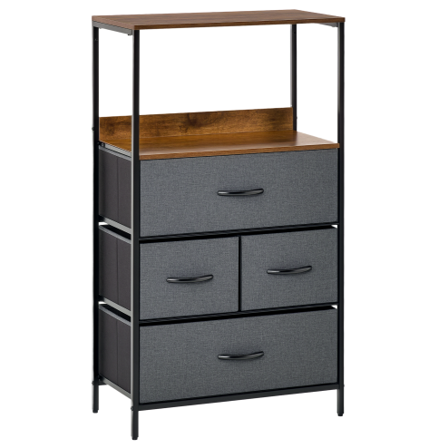 HOMCOM 4 Drawer Storage Chest Unit Home Cabinet w/ Shelves Home Living Room Bedroom Entryway Living Furniture