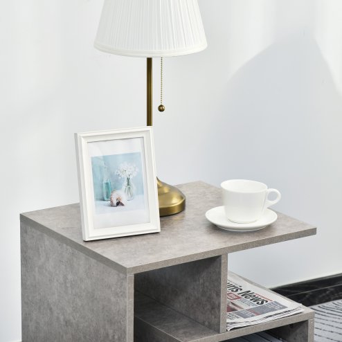HOMCOM Side Table, 3 Tier End Table with Open Storage Shelves for Living Room, Bedroom