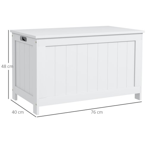 HOMCOM Storage Chest, Modern Storage Trunk with 2 Safety Hinges and Cut-out Handles, Wooden Toy Box for Living Room, Entryway, 76 x 40 x 48 cm