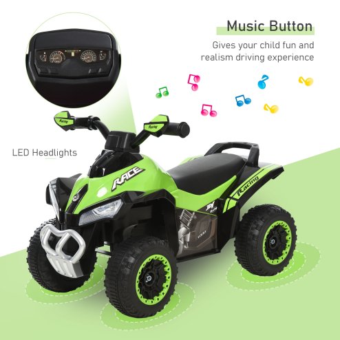 HOMCOM No Power Toddler Kids Ride on Car Walker Foot To Floor Slider w/ Music Lights for 18 - 36 Months Green