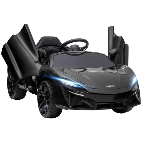 HOMCOM McLaren Licensed 12V Kids Electric Ride-On Car with Butterfly Doors, Powered Electric Car with Remote Control, Music, Horn, Headlights, MP3 Slot, Suspension Wheels, for Ages 3-6 Years - Black