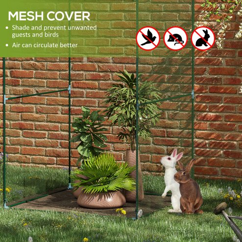 Outsunny Fruit Cage Bird Netting, Vegetable Plant Protection Tent with Zipped Door, Anti Bird, Insects, Small Animals, 1.2 x 1.2 x 1.8m, Dark Green