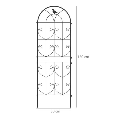 Outsunny Set of 2 Metal Garden Trellis, Decorative Trellis Panels for Climbing Outdoor Plants, Vegetables, Vines, Flowers, 150 x 50 cm, Bird Design