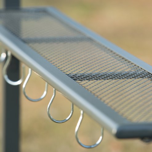 Outsunny 2.2 x 1.4m BBQ Shelter, Outdoor Grill Gazebo Canopy with Shelves, Hanging Hooks, and Metal Frame, for Garden Patio Backyard