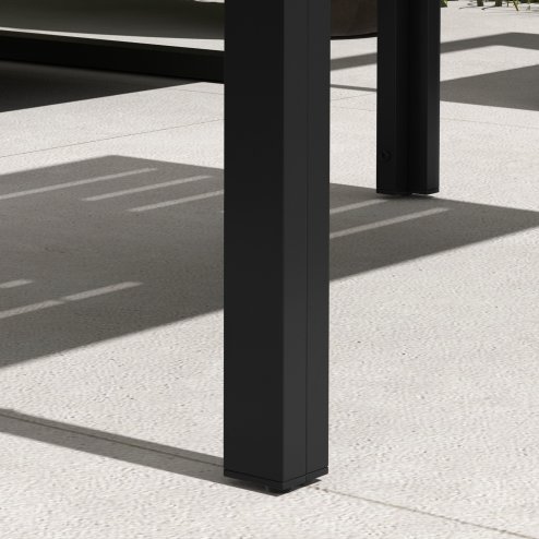 Outsunny Garden Coffee Table, Rectangular Patio Side Table with Steel Frame and Slat Tabletop for Outdoor, Balcony, 101.5 x 61cm, Black