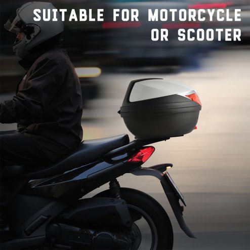 HOMCOM 32L Motorcycle Tail box Helmet Top Case Motorbike Luggage Storage Trunk Carrier Mount Rack