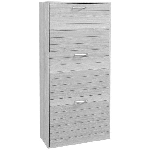 HOMCOM Narrow Shoe Cabinet, Slim Shoe Storage Cabinet with 3 Flip Drawers, 12 Pair of Shoes Organizer Hallway Entryway