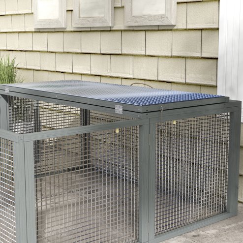 PawHut Rabbit Hutch, Folding Portable Wooden Rabbit Run with Openable Top, for 2-3 Rabbits, Guinea Pig Run for Outdoor, Garden - Grey