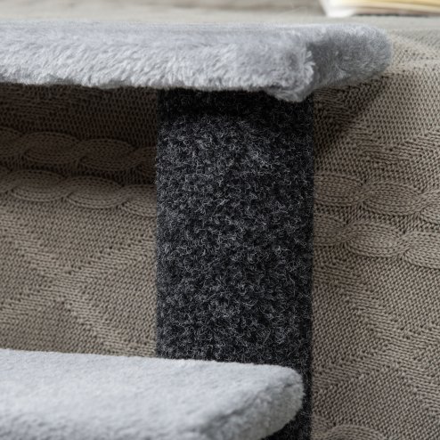 PawHut Pet Stairs, Cat Tree Climb Ladder with 4-step Stair, Scratching Posts, Platforms, Toy Ball, for Indoor Cats, Grey