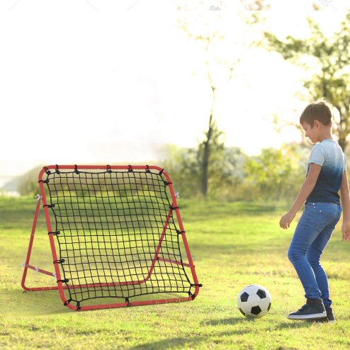 HOMCOM Rebounder Net Practise Kickback Target Goal with 5 Angles, for Teens, Adults, Softball, Football Training, Red