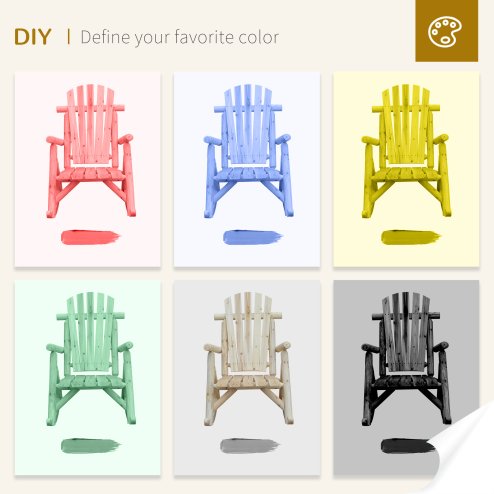 Outsunny Adirondack Chair Cedar Wood Ergonomic Rocking Chair Porch Rocker Garden Traditional - Burlywood