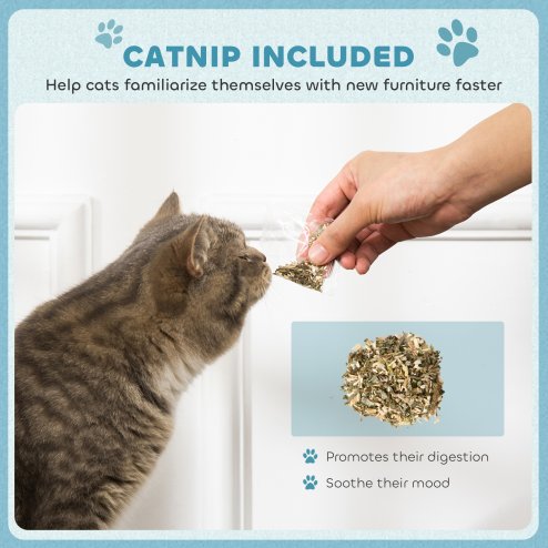 PawHut 2-in-1 Cat Scratcher, Cardboard Cat Scratching Board with Catnip, Cat Scratch Pad for Indoor Cats, 30.5 x 55 x 31.5cm, Light Blue