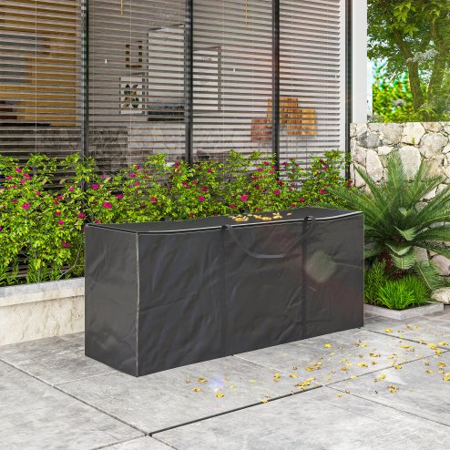 Outsunny 720 L Outdoor Garden Cushion Storage Bag, Heavy Duty 600D Oxford Fabric Waterproof Garden Furniture Cushion Storage Bag with 2-Way Zip for Tent, Christmas Tree, 175 x 55 x 75 cm, Black