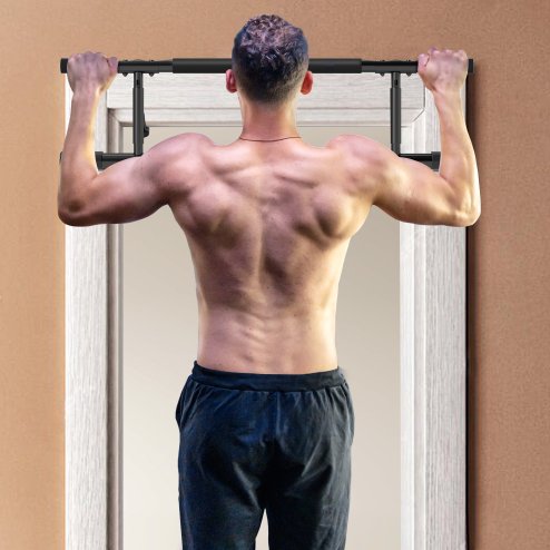 SPORTNOW Doorway Pull-Up Bar, No-Drilling Chin-Up Bar, Push-Up Stand with Resistance Bands, Padded Handles for Home Gym Exercise