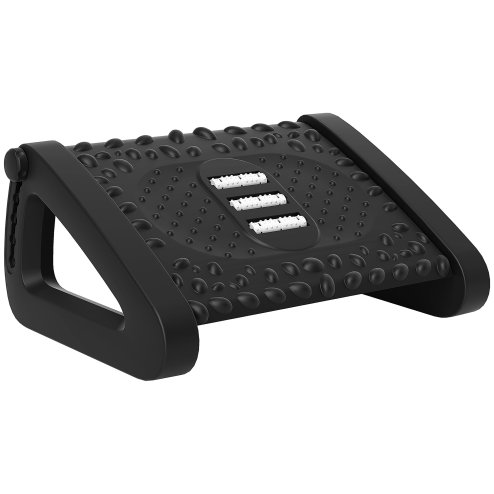 HOMCOM Foot Rest Under Desk, 6 Height Adjustable Footrest with Massage Texture and Rollers, Non-Slip Office Footstool for Under Desk, Black