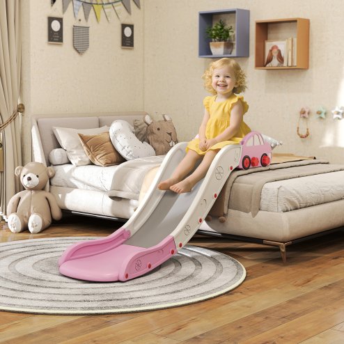 AIYAPLAY Kids Slide, Indoor Toddler Sofa Slide with Extended Length for Bed, Stairs, Easy to Assemble and Store, Pink