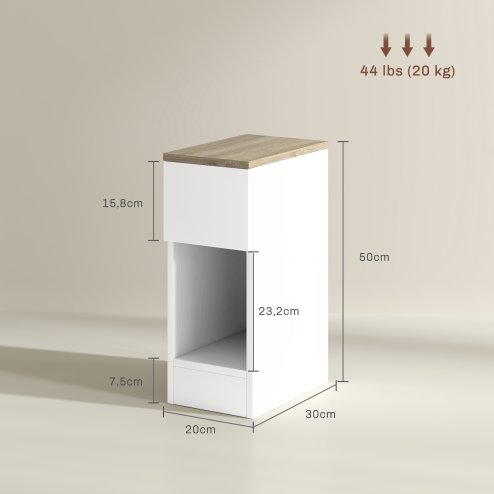 HOMCOM Bedside Tables Set of 2, Modern Side Tables with Drawer and Shelf, Nightstands for Bedroom, Living Room, White