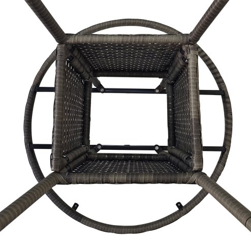 Outsunny 70 cm Outdoor Dining Table, PE Rattan Patio Table with Wood-plastic Composite Top for Balcony, Garden, Grey