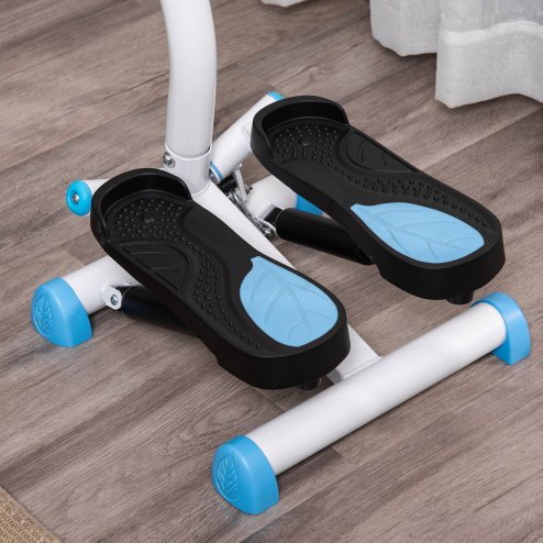 HOMCOM Twister Stepper, Step Machine, Aerobic Exercise Workout Machine w/ Adjustable Resistance, LCD Screen and Handlebars - Blue