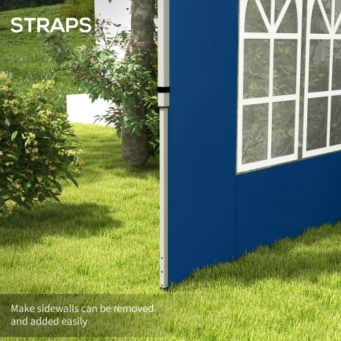 Outsunny Gazebo Side Panels with Window for 3x3(m) or 3x4m Pop Up Gazebo, 2 Pack Sides Replacement, Blue