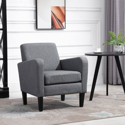 HOMCOM Modern Wingback Living Room Chair, Upholstered PU Leather Accent Armchair,  Single Sofa Chair with Lounge Seat and Wood Legs for Bedroom/Office/Reading Spaces