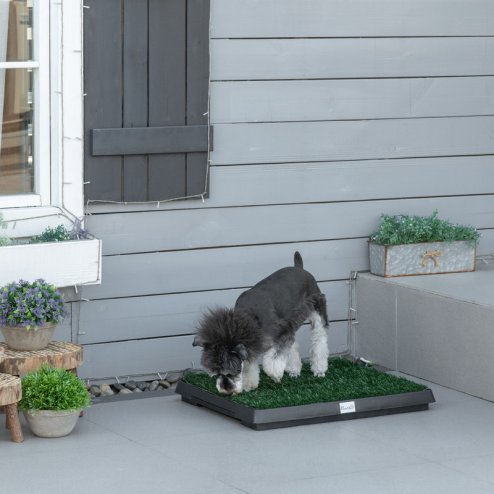 PawHut Indoor Pet Dog Toilet Mat Potty Tray Training Grass Restroom with Tray and Loo Pad  (51L x 63W x 6T (cm) )