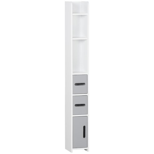 kleankin Modern Bathroom Storage Cabinet, Freestanding Tall Bathroom Cabinet with Open Shelves and 3 Cupboards with Door, for Bedroom Hallway